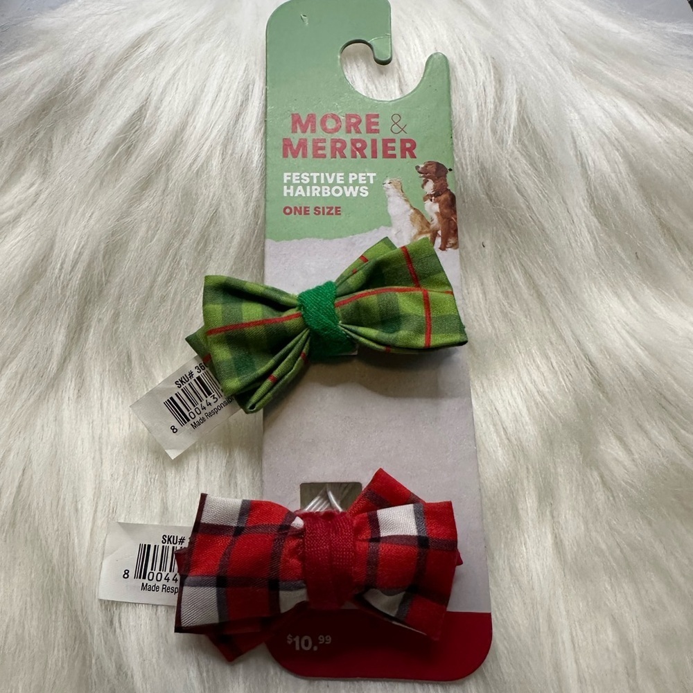 🩷5/$10 Festive Pet Hairbows - Red and Green
